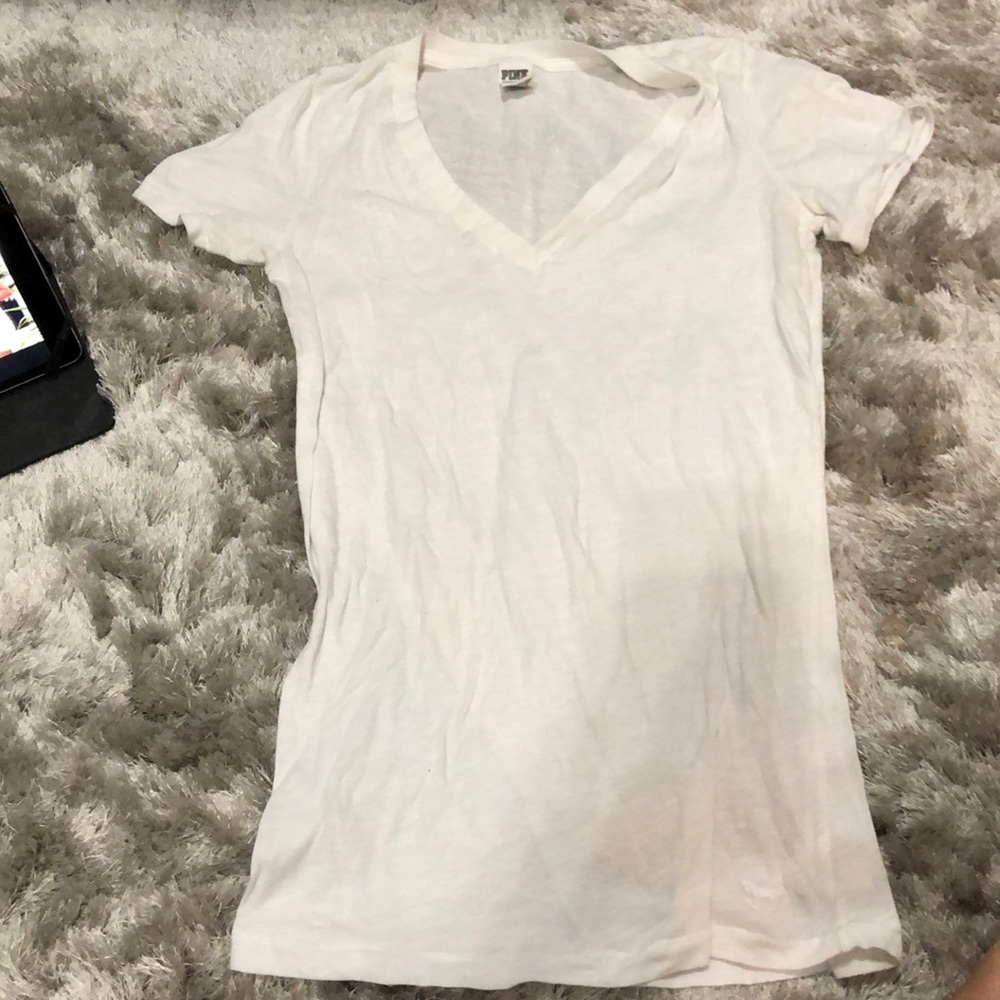 White Victoria’s Secret pink shirt